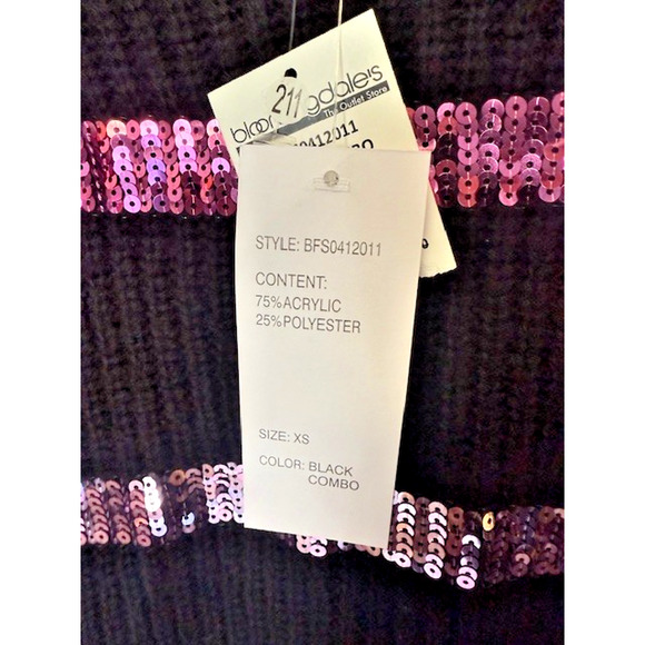 Design History Black Scallop Neck Sweater Pink Gold Blue Sequins NEW! Sz XS $118 - Picture 5 of 8